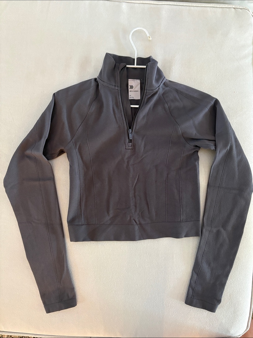 Ribbed Yoga Charcoal Half-Zip Bomber Style Jacket